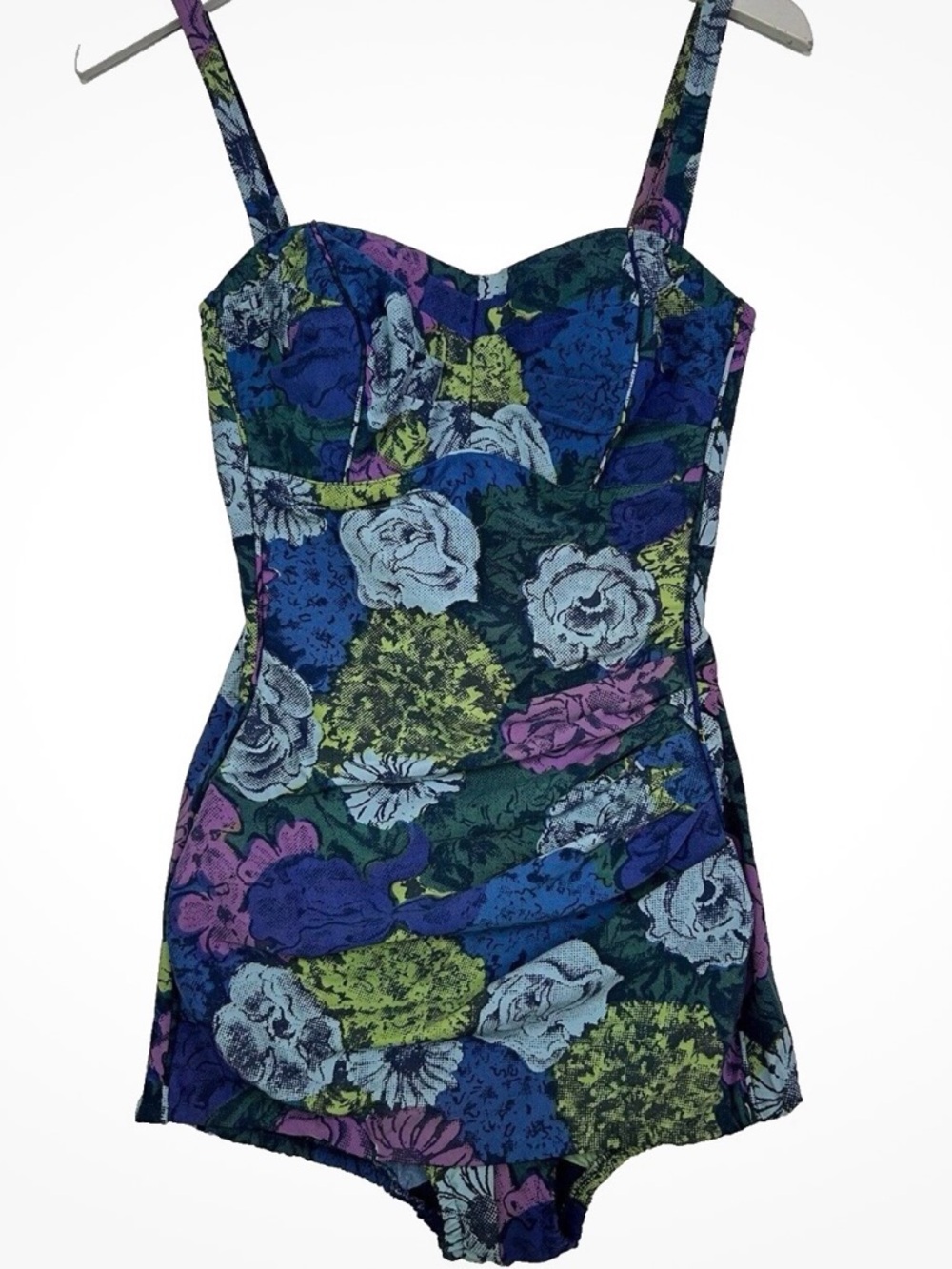 Perfection Fit by Roxanne  1950s Vintage Swimsuit 36B One Piece Foral